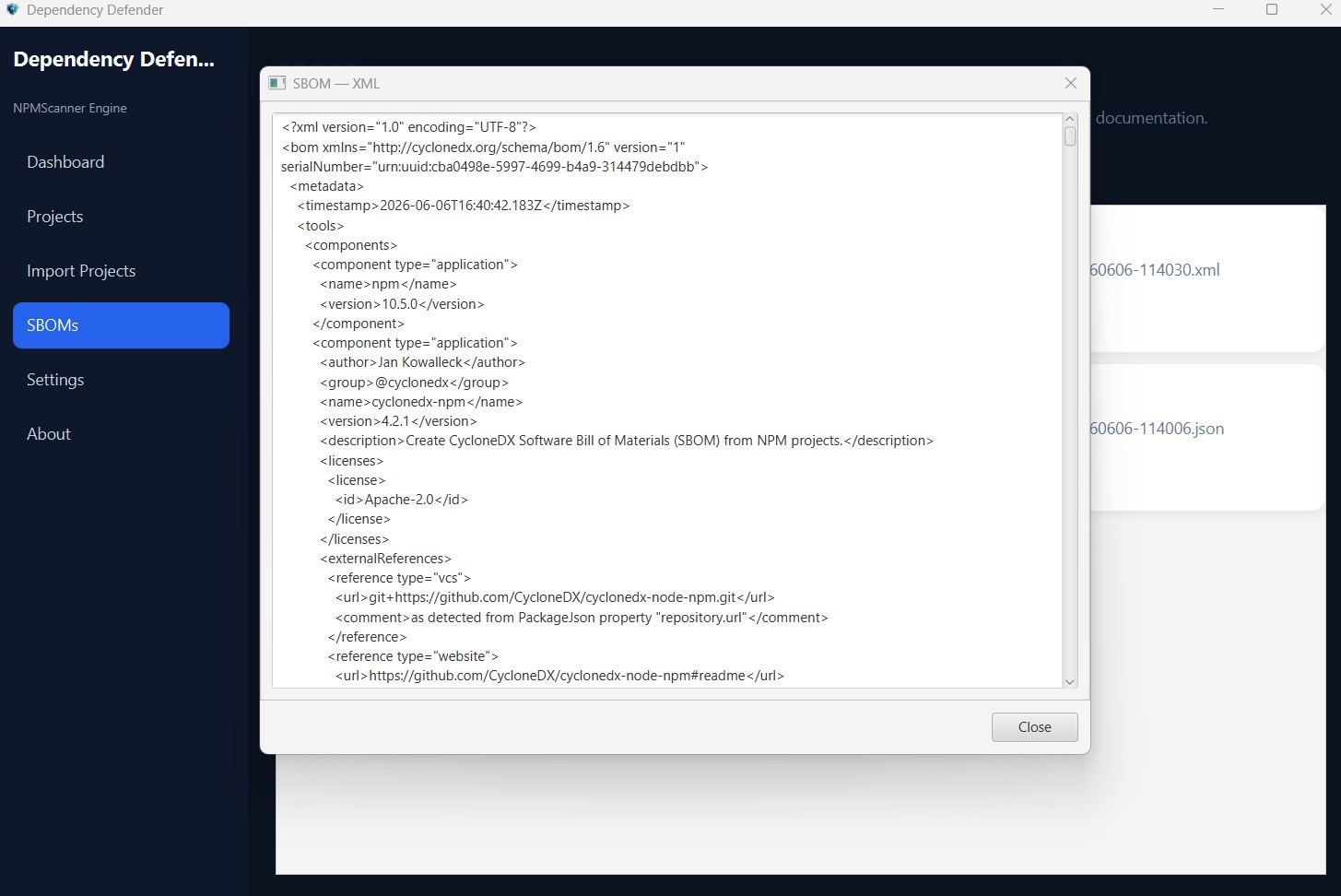 Dependency Defender screenshot
