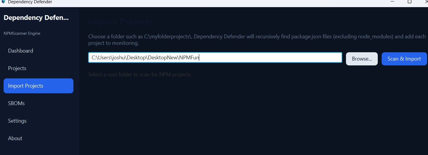 Dependency Defender screenshot