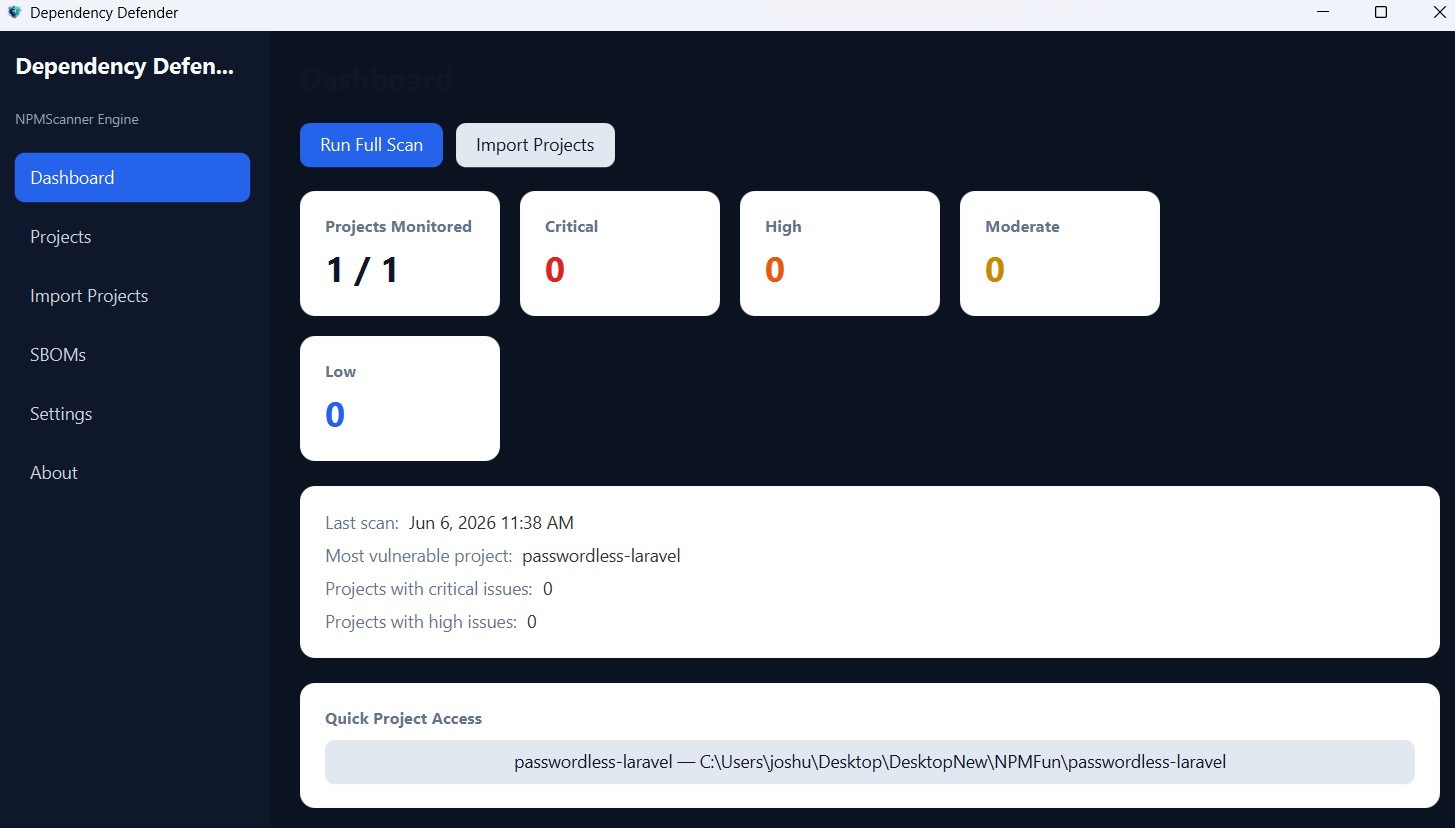 Dependency Defender screenshot